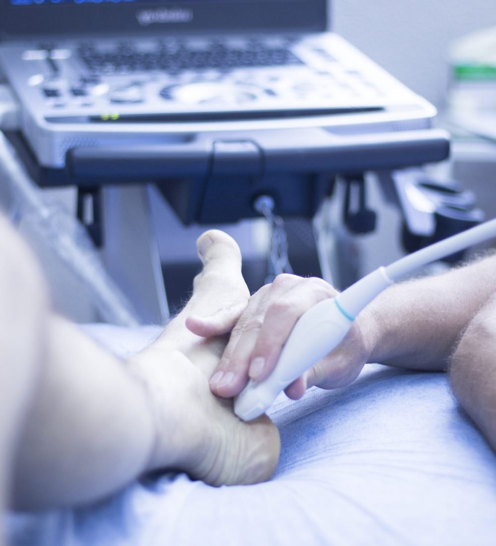 Ultrasound assisted ecography intratissue percutaneous electrolysis dry needling physical therapy rehabilitation physiotherapist treatment in hospital medical center IPE physiotherapy clinic.